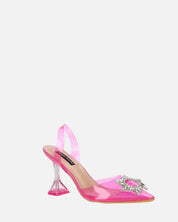 KENAN - scarpe in perspex fucsia con decorazione di gemme in punta
