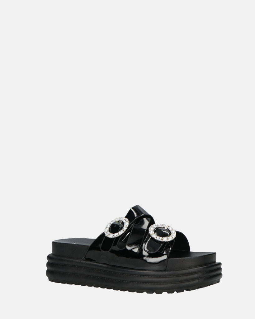 NIVI - sandali platform in glassy neri
