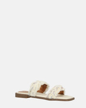 KALI - sandali in tessuto beige chiaro con gemme