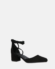 LYDIE - decolette in camoscio nero con lacci