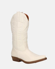 NILLA - stivali camperos beige con ricami