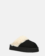 NEVE - ciabatte con pelliccia beige e platform nero