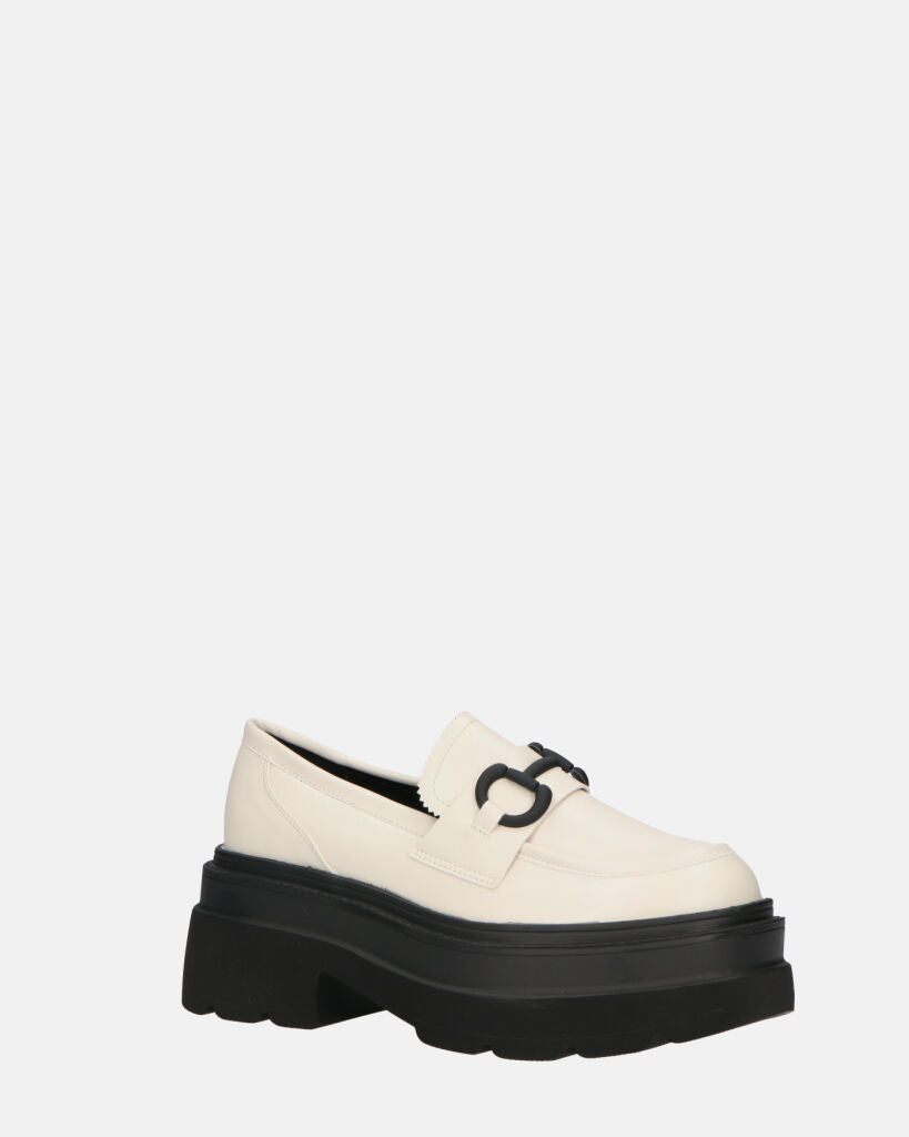 BESSIE - scarpe bianche platform con decorazione
