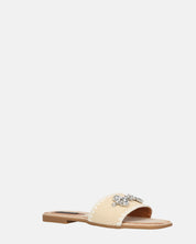 ROZENN - ciabattine beige con fascia ricamata e gemme