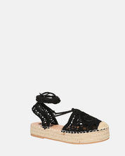 SHIRLEY - sandali platform con decorazioni in tessuto nero