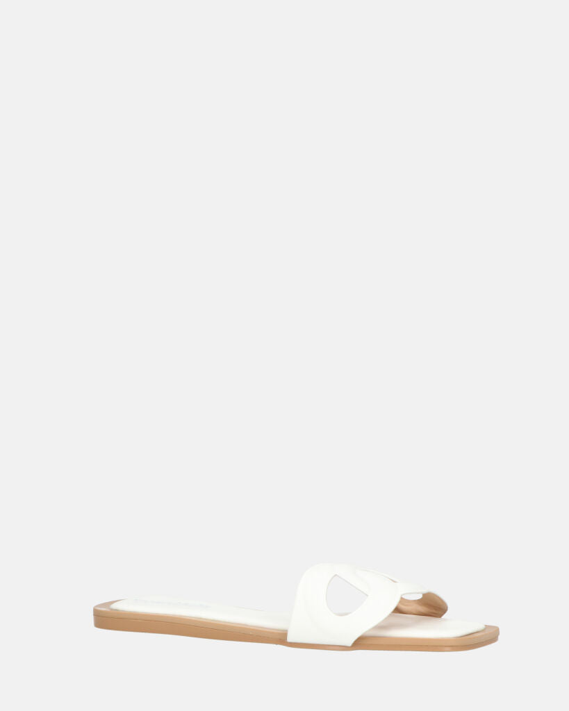 KRISTA - ciabattine bianchi con suola beige
