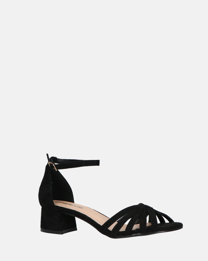 THEMA - sandali bassi in camoscio nero e cinturino