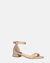 WANDA - sandali con tacco basso in glitter oro