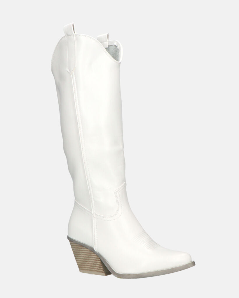 LIANA - camperos con tacco in ecopelle bianco