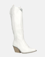 LIANA - camperos con tacco in ecopelle bianco