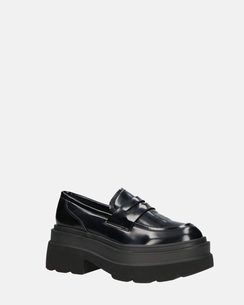 BICE - scarpe basse mocassini platform neri
