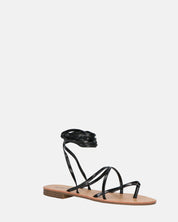 CRESSIDA - sandali bassi beige con cordini nero