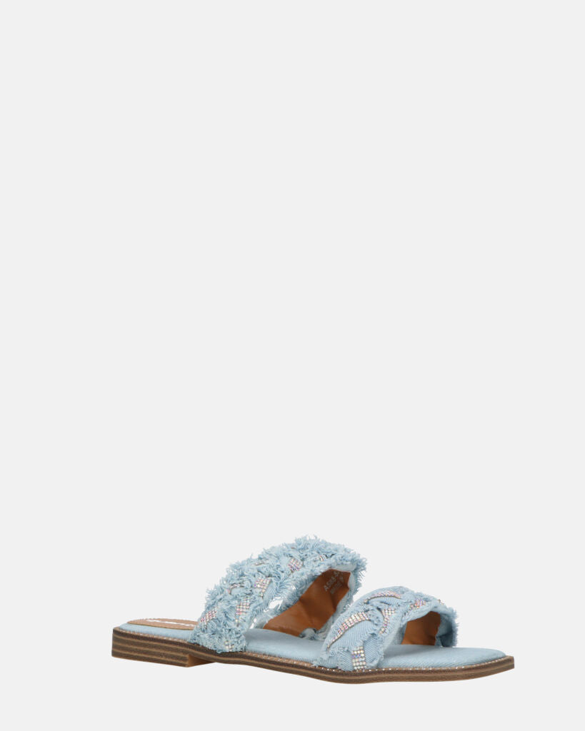 KALI - sandali in tessuto denim con gemme