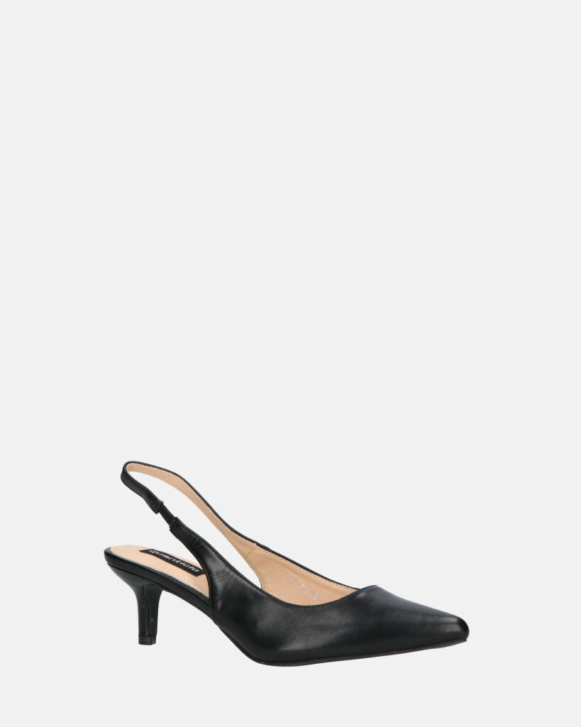 BEVERLIE - decollete con tacco in ecopelle nera