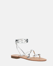CRESSIDA - sandali bassi beige con cordini argento