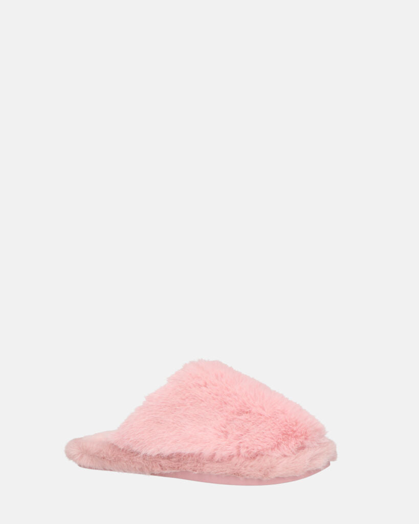 NOARA - pantofole in pelliccia rosa chiuse in punta