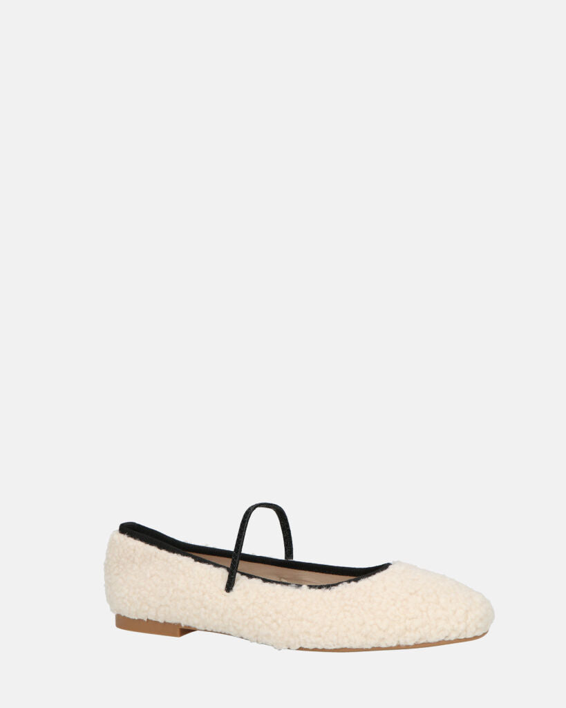 ALISSA - ballerine beige chiaro effetto peluche con suola beige
