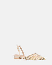 INEZ - sandali beige con dettagli di paglia intrecciata e fibbie