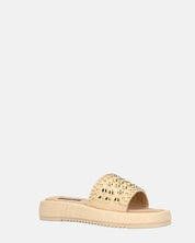 HARPER - ciabattine platform beige con borchie dorate