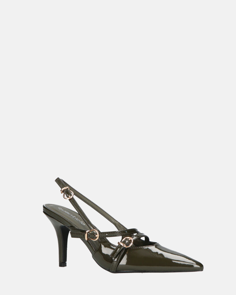 TANISHA - decolette scarpa con tacco verde e cinturini