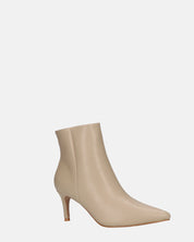 MYZA - stivaletti beige con tacco a spillo con zip laterale