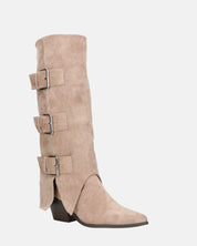 RAHEL - scarpe in camoscio beige con cinture e cerniera laterale