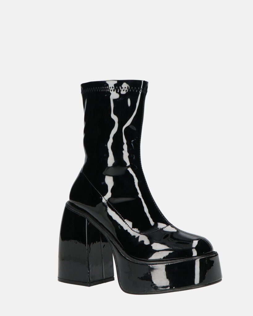 MYA - stivaletti platform con tacco alto in glassy nero