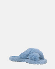 SUZUE - ciabattine aperte in punta in pelliccia azzurra