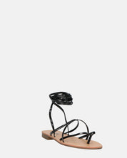 CRESSIDA - sandali bassi beige con cordini nero