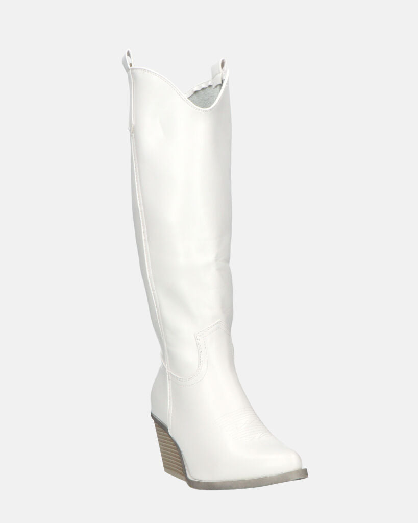 LIANA - camperos con tacco in ecopelle bianco