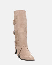 RAHEL - scarpe in camoscio beige con cinture e cerniera laterale