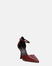 MEENA - decolette bordeaux con cinturino e soletta nera
