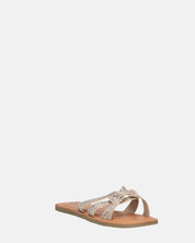 NURY - sandali bassi con strisce beige e gemme