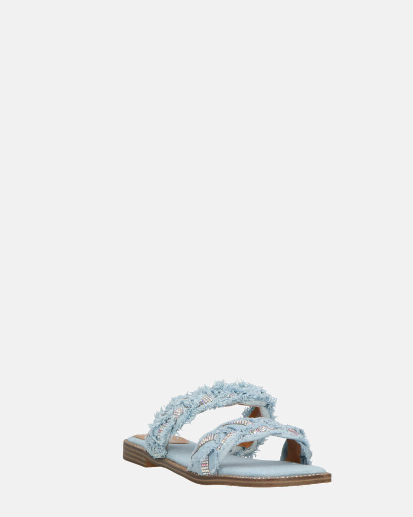KALI - sandali in tessuto denim con gemme