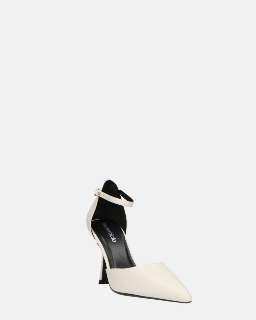 MEENA - decolette bianco con cinturino e soletta nera