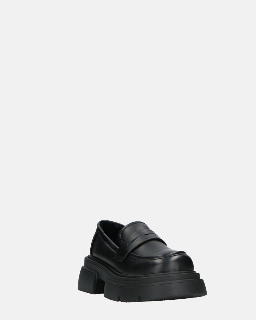 MARIKA - scarpe basse mocassini platform neri