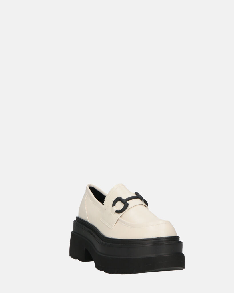 BESSIE - scarpe bianche platform con decorazione
