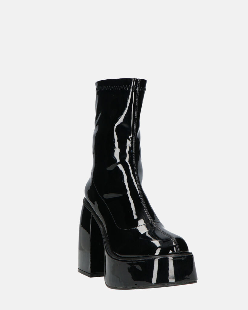 MYA - stivaletti platform con tacco alto in glassy nero