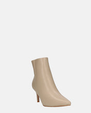 MYZA - stivaletti beige con tacco a spillo con zip laterale