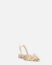 INEZ - sandali beige con dettagli di paglia intrecciata e fibbie