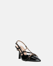 NAIRA - decolette in glassy nero con cinturini