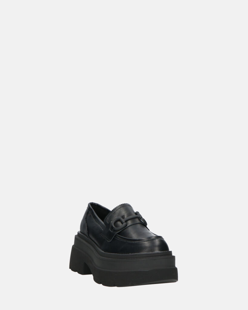 BESSIE - scarpe nere platform con decorazione