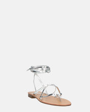 CRESSIDA - sandali bassi beige con cordini argento