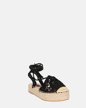 SHIRLEY - sandali platform con decorazioni in tessuto nero