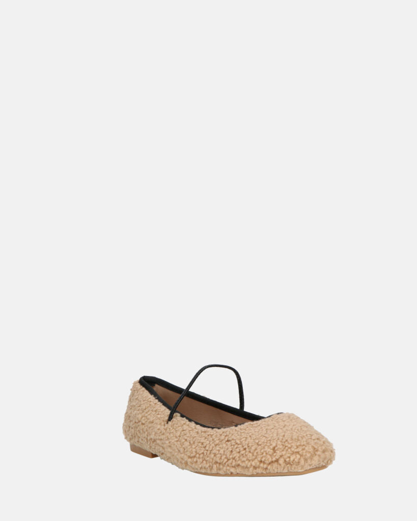 ALISSA - ballerine beige chiaro effetto peluche con suola beige