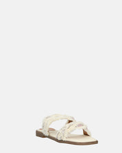 KALI - sandali in tessuto beige chiaro con gemme
