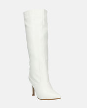 CAROLINE - stivale alto bianco con tacco in pelle