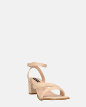 HIROE - sandali beige con tacco in ecopelle con cinturino