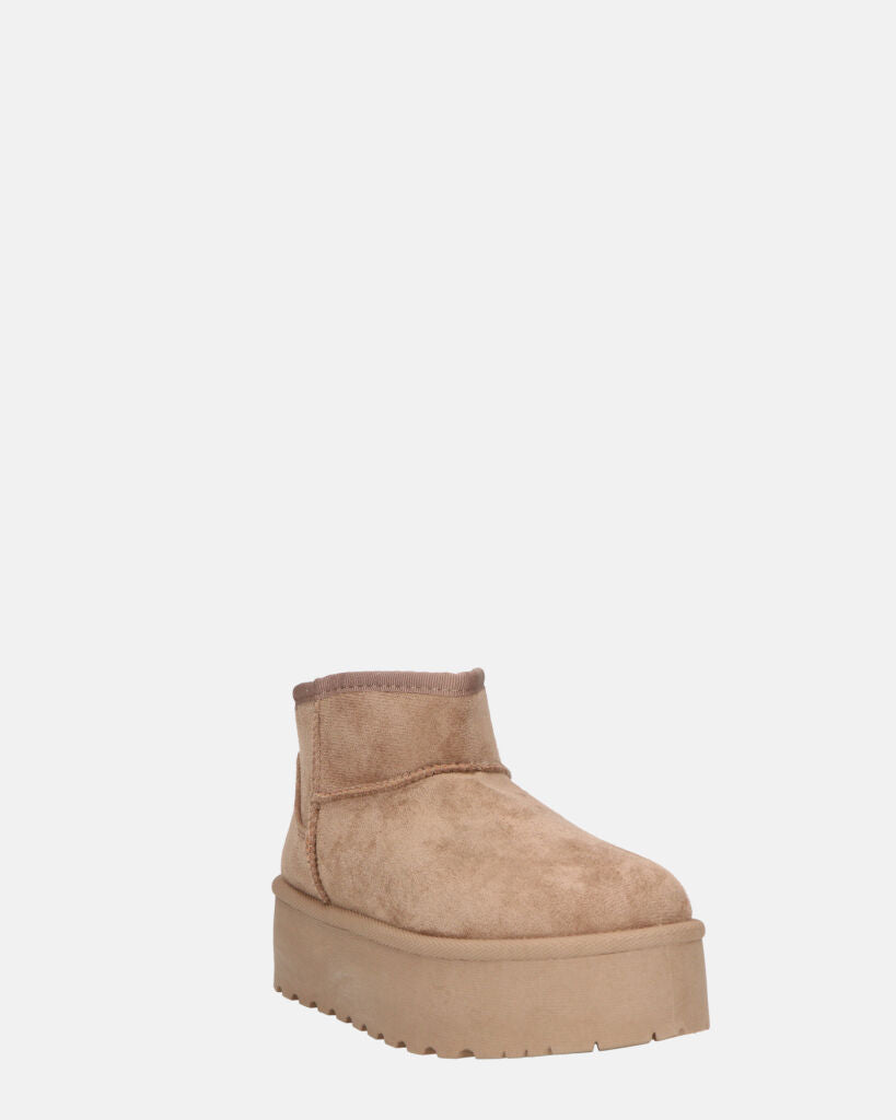 MIREIA - stivaletti bassi beige in camoscio e interno imbottito