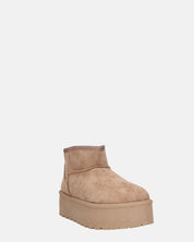 MIREIA - stivaletti bassi beige in camoscio e interno imbottito